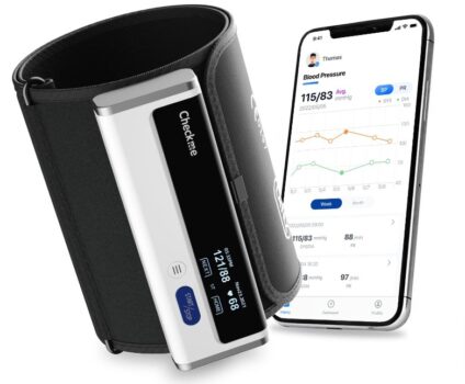 CheckMe-Armfit-Blutdruckmessgerät-Oberarm-Bluetooth-mit-Kostenlose-App-Blutdruckmessgeräte-Große-Manschette-