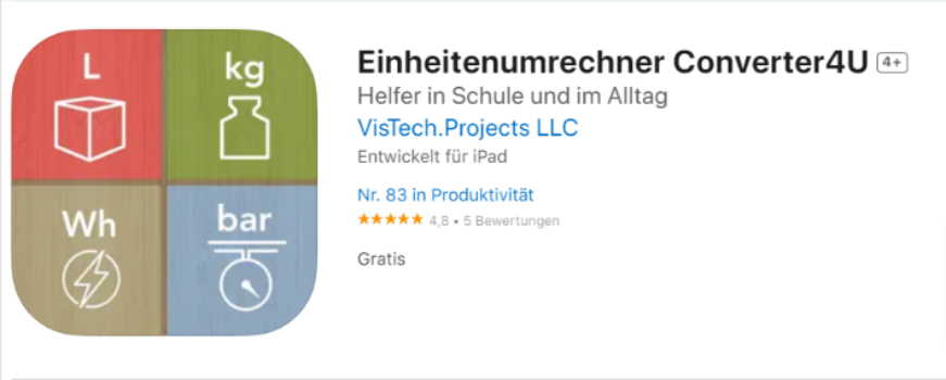 Einheitenumrechner Converter4U gratis