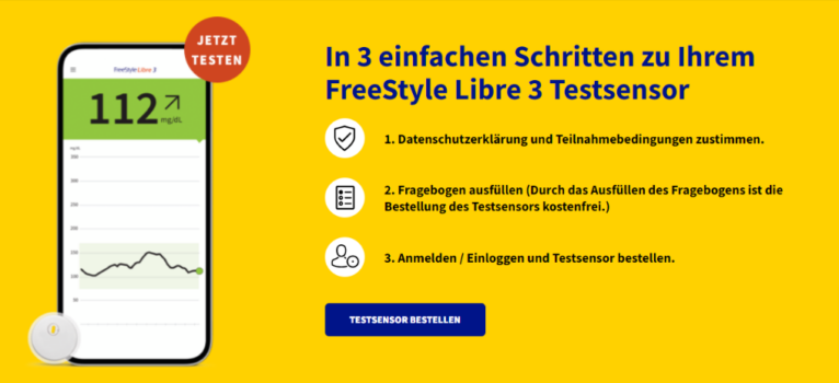 Freestyle Libre 3 Blutzuckersensor kostenlos testen