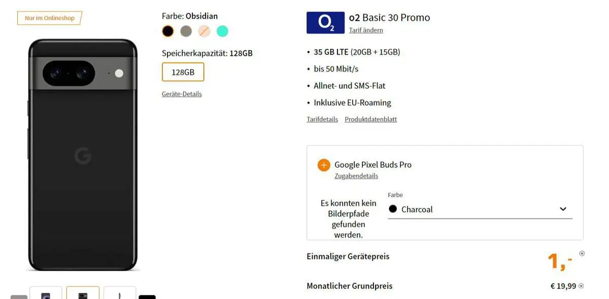 🔥35GB LTE Allnet-Flat mit Google Pixel 8 + Pixel Buds Pro für 19,99€/Monat