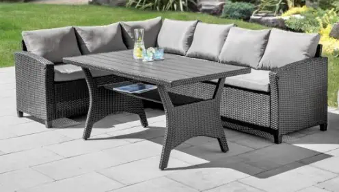 HC Garten & Freizeit 12-tlg. Ecklounge-Set mit Tisch und Sitzauflagen