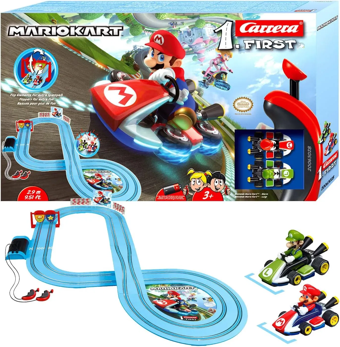 Carrera First Mario Kart Rennbahn Super Mario Vs. Luigi (2,9 Meter Rennbahn) 