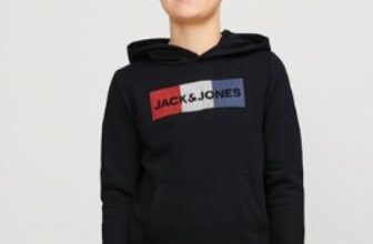 JACK-AND-JONES-Jungen-Corp-Logo-Kapuzenpullover-Schwarz