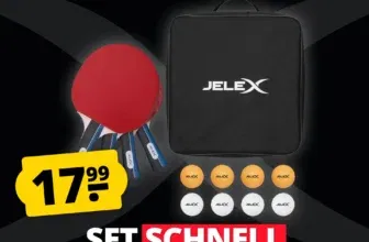 JELEX Sidespin 4er-Set Tischtennis Schläger mit 8 Bällen