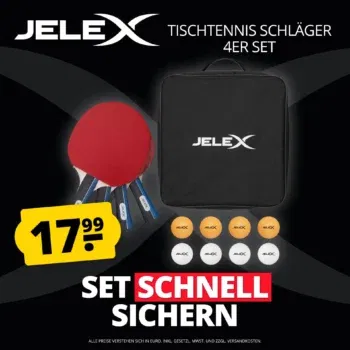 JELEX Sidespin 4er-Set Tischtennis Schläger mit 8 Bällen