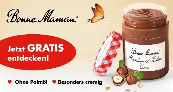 Marktguru: 2 € Cashback auf Haselnuss und Kakao Creme von Bonne Maman dank Marktguru (nur bei Edeka)