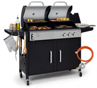 Klarstein-Gasgrill-Kingsville-Set-Außenküche-Grill-Outdoor-Grill-Gas-Garten-BBQ-2-in-1-Grill-Kombigrill-mit-der-Möglichkeit-zur-Gas-und-Holzkohlebefeuerung