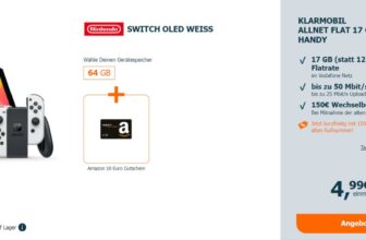 Nintendo Switch OLED + 10 € Amazon Gutschein + Klarmobil Allnet Flat 17 GB LTE