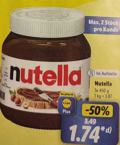 Nutella 450G Glas Angebot Lidl