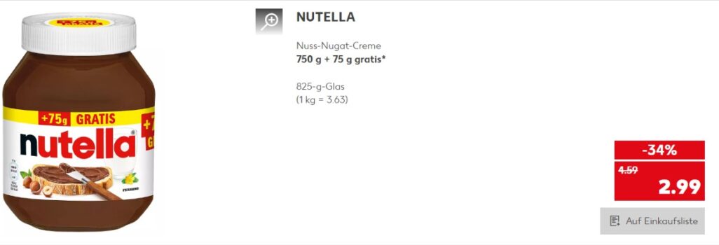 Nutella 825g Glas Kaufland