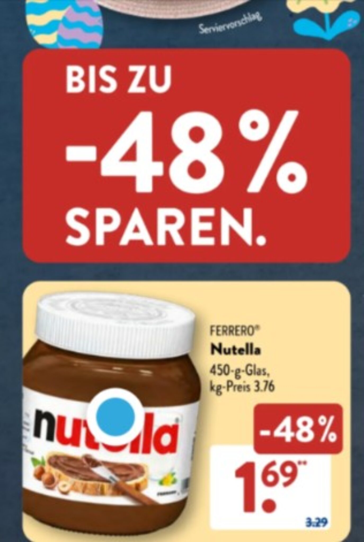 Nutella 450g Glas für 1,69 € bei Aldi Süd (bis 30.03.) und 500g Glas