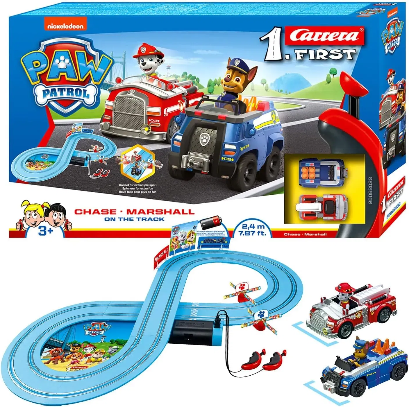 Paw Patrol Carrera First Rennbahnset - Chase &Amp; Marshall (2,4M Strecke)