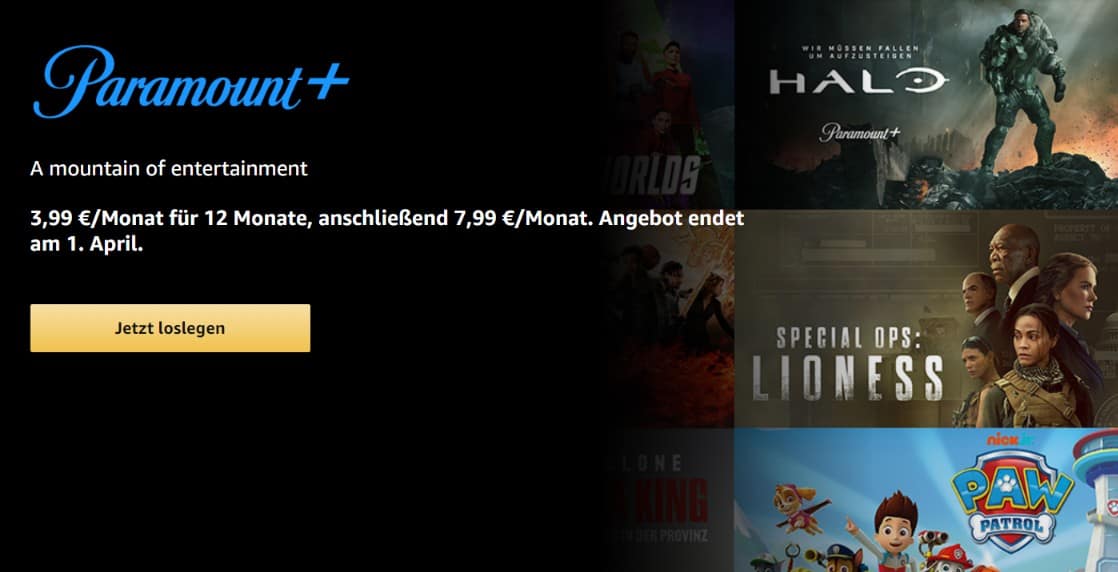 Paramount+ Für 3,99 €