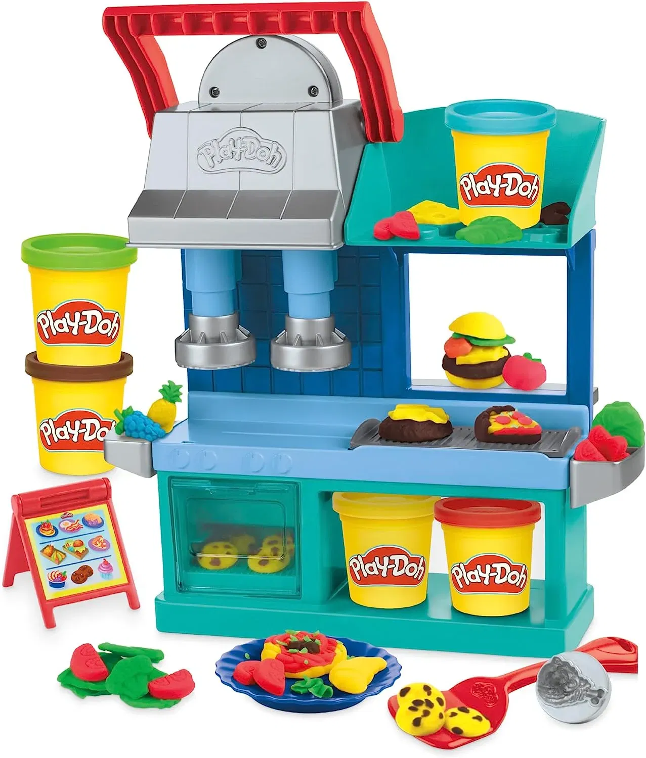 Play-Doh Kitchen Creations Play-Doh Buntes Restaurant, 2-Seitiges Küchenspielset