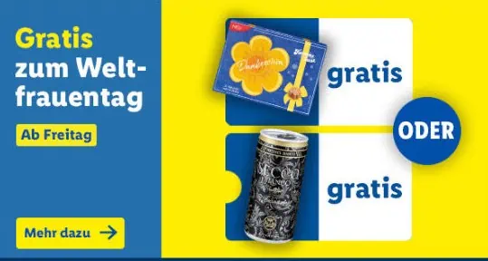 Gratis 🥂🍫 Pralinen oder 1 Dose Prosecco in der Lidl Plus App am 8. März 2024