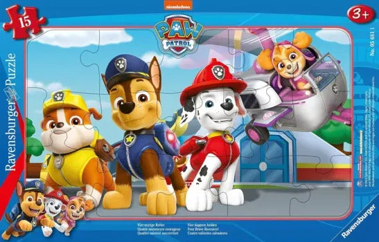 Ravensburger Kinderpuzzle 05681 - Vier mutige Retter - 15 Teile PAW Patrol Rahmenpuzzle