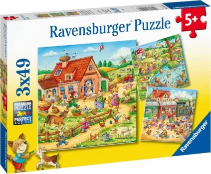 Ravensburger Kinderpuzzle - Ferien auf dem Land - 3x49 Teile Puzzle