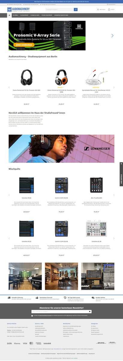 Screenshot Audiomachinery.de