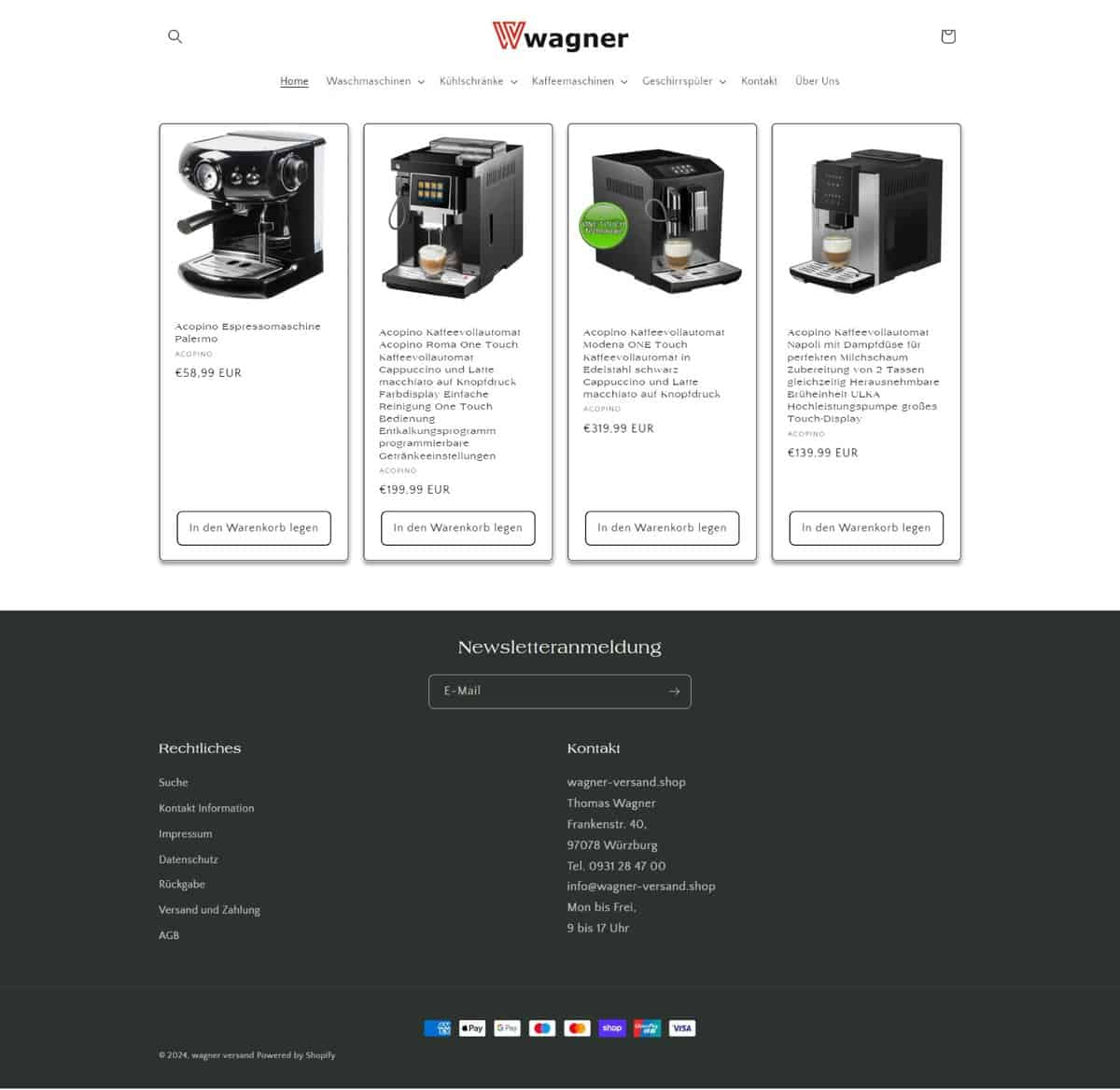 Screenshot Wagner-Versand.shop