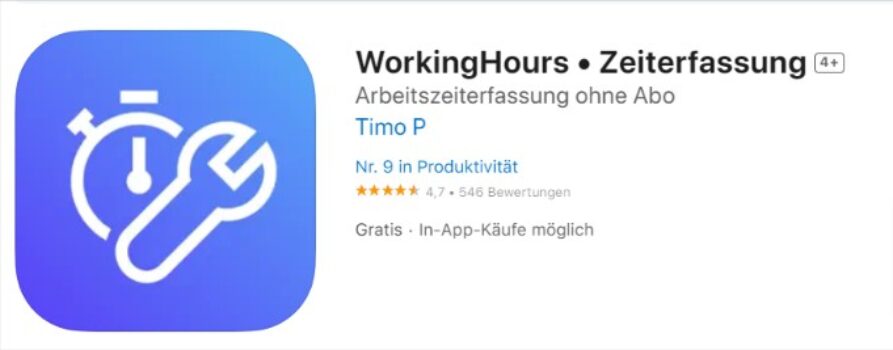 WorkingHours - Zeiterfassung gratis