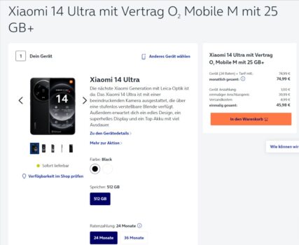 Xiaomi 14 Ultra + Photography Kamera Kit +O2 Mobile M mit 25 GB+ 5G