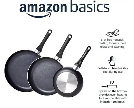 Amazon Basics 3-tlg. Bratpfannen-Set für 24,99€ (statt 35€)