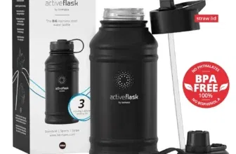 BeMaxx Trinkflasche Edelstahl ACTIVE FLASK + Strohhalm (3 Deckel)