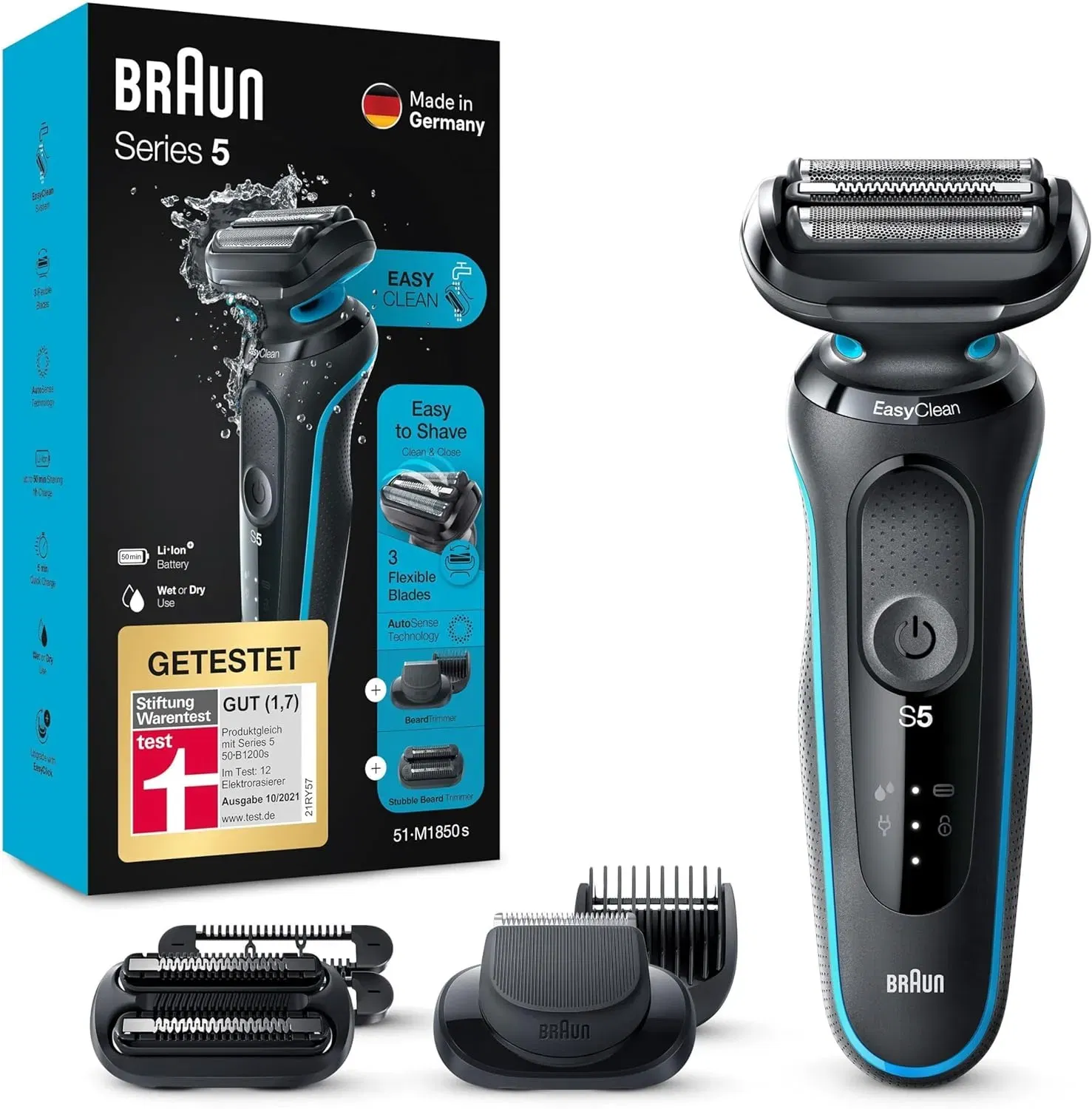 Braun Series 5 Rasierer 51-M1850S Mit 2 Easyclick-Aufsätzen