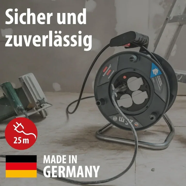 Brennenstuhl Kabeltrommel mit 25m Kabel, Made in Germany, auf Baustelle