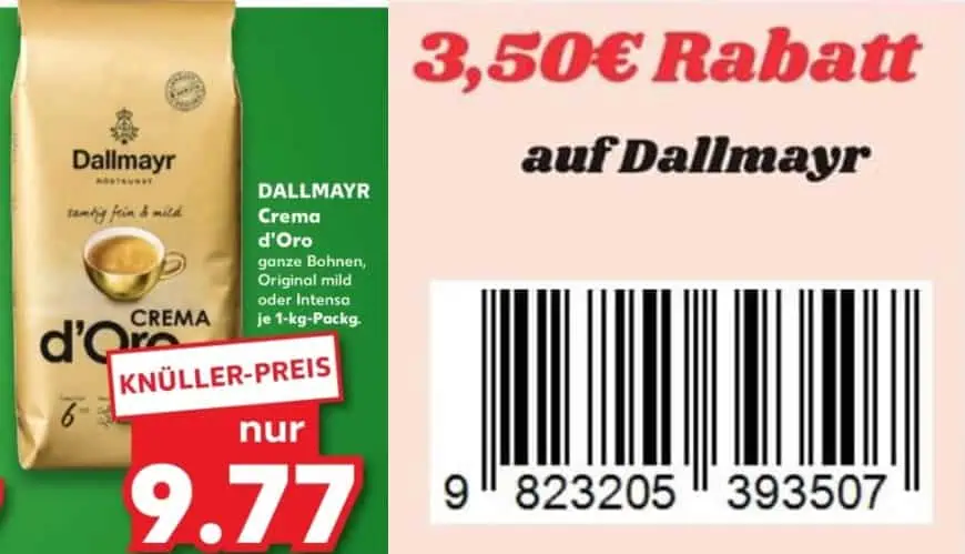 Kaufland – 1 Kilo Dallmayr Crema D’Oro Kaffee für 6,27 €