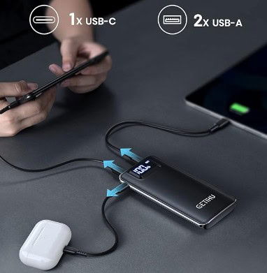 Getihu-Power-Bank-10000Mah-3A-Ausgänge-Usb-C