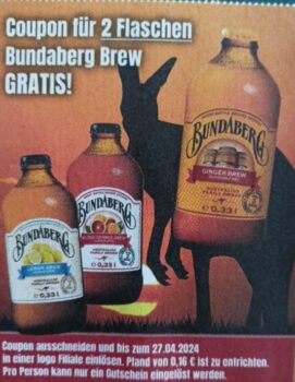 Gratis 2 Flaschen Bundaberg Brew