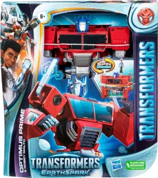 Hasbro Transformers Spielzeug EarthSpark Spin Changer Optimus Prime Action-Figur (20 cm) mit Robby Malto Figur (5 cm) 2