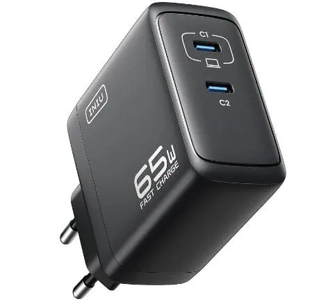 INIU 65W USB C Ladegerät, 2Ports USB C, GaN II Tech Schnellladegerät mit PD für 13,50 € (Prime)
