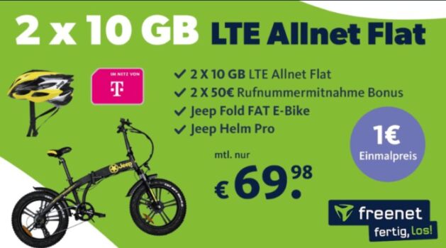 Jeep E-Bike+ 2x Telekom Allnet Flat mit je 10 GB