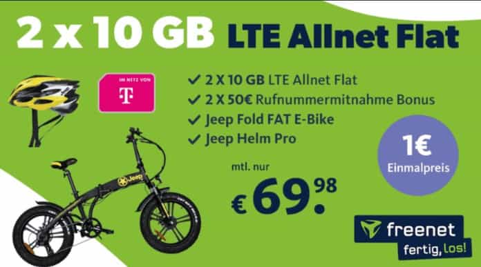 Jeep Fold Fat E-Bike + Jeep Helm Pro 2X Telekom Allnet Flat Mit Je 10 Gb