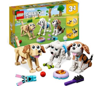 LEGO-31137-Creator-3in1-Niedliche-Hunde-Set-mit-Dackel-Mops-Pudel-Tierfiguren