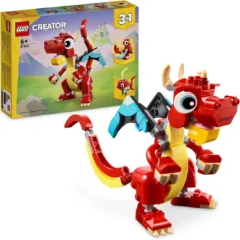 LEGO Creator 3in1 Roter Drache, Spielzeug mit 3 Tierfiguren