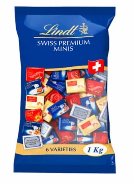 Lindt Schokolade Swiss Napolitains | 1 kg für 13,56 € inkl. Prime-Versand (statt 27,43 €)