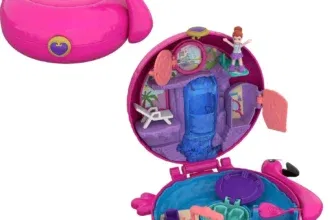 Mattel Polly Pocket FRY38 World Flamingo-Schwimmring Schatulle