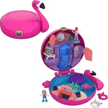 Mattel Polly Pocket FRY38 World Flamingo-Schwimmring Schatulle