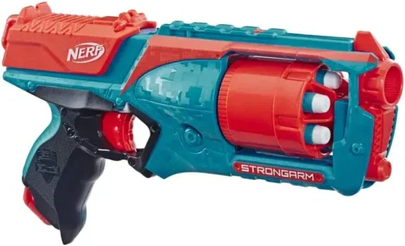 Nerf Elite Strongarm orangefarbener Blaster – Rotationstrommel, Schnellfeuer, 6 Nerf Elite Darts