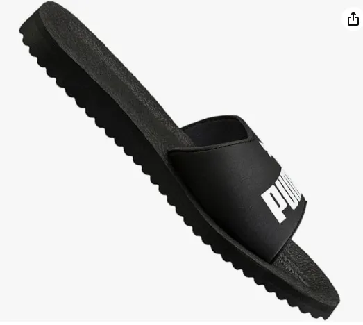 Schnäppchen, Deals und Rabattcodes des Tages: PUMA Purecat Unisex Slide Sandal in Schwarz-Weiß