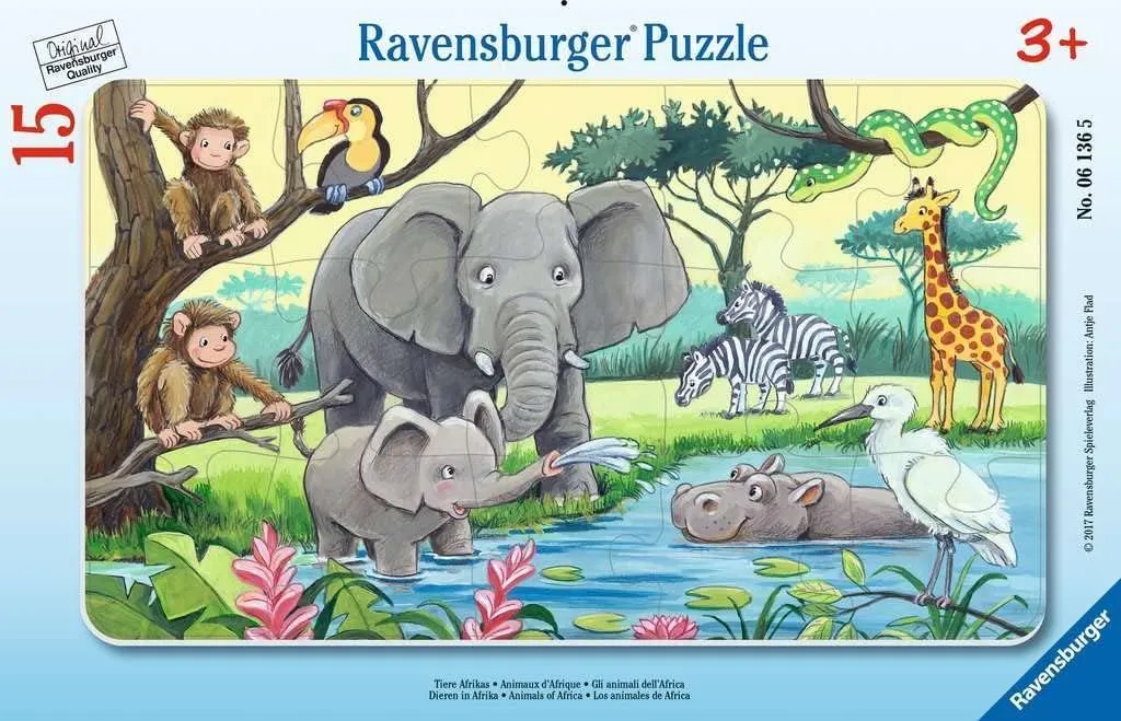 Ravensburger Kinderpuzzle - 06136 Tiere Afrikas - Rahmenpuzzle