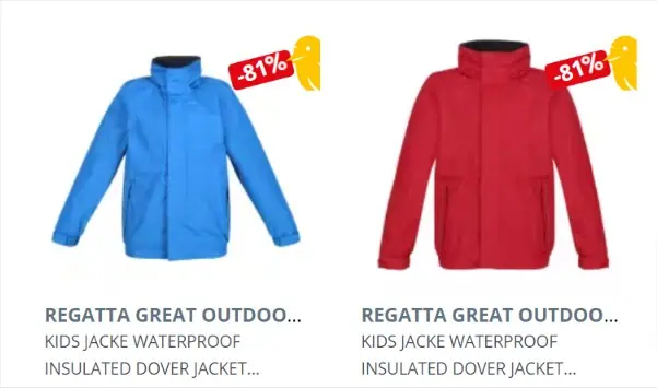 Regatta DOVER Kinder Regenjacke (2 Farben, Gr. 104 bis 176) ab 17,27 € inkl. Versand