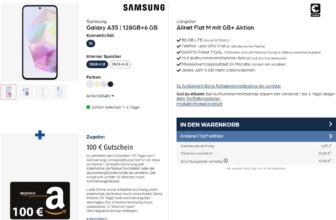 Samsung Galaxy A35 + 100 € Amazon Gutschein + congstar Allnet Flat M 30 GB LTE