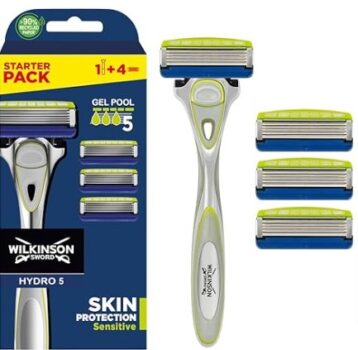 Wilkinson-Sword-Hydro-5-Skin-Protection-Sensitive-Herrenrasierer-mit-3-Ersatzklingen-Amazon-de-Drogerie-Körperpflege