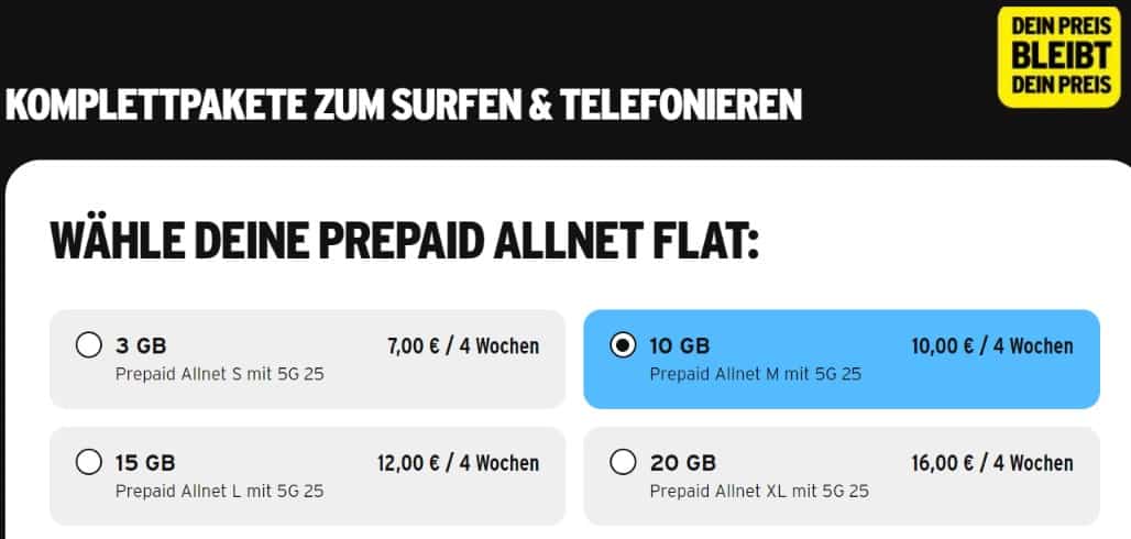 Congstar Prepaid Allnet Tarifen Übersicht