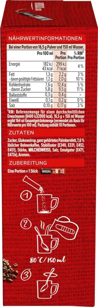 Nescafé 3-In-1 Getränkepulver-Sticks (8 X 10 Sticks) Für 15,12 € Inkl. Prime-Versand