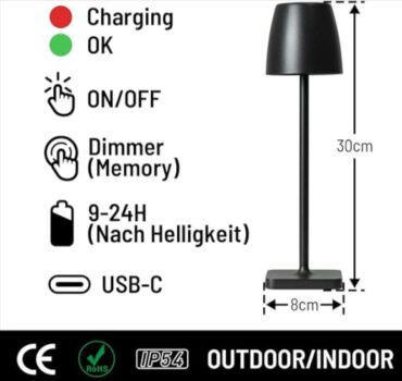 COCOLUMEN-LED-Akku-Tischlampe-Dimmbare-Tischleuchte-Kabellos